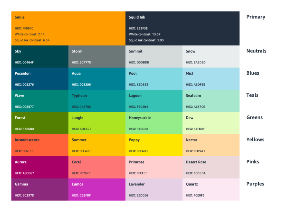 Amazon colour palette