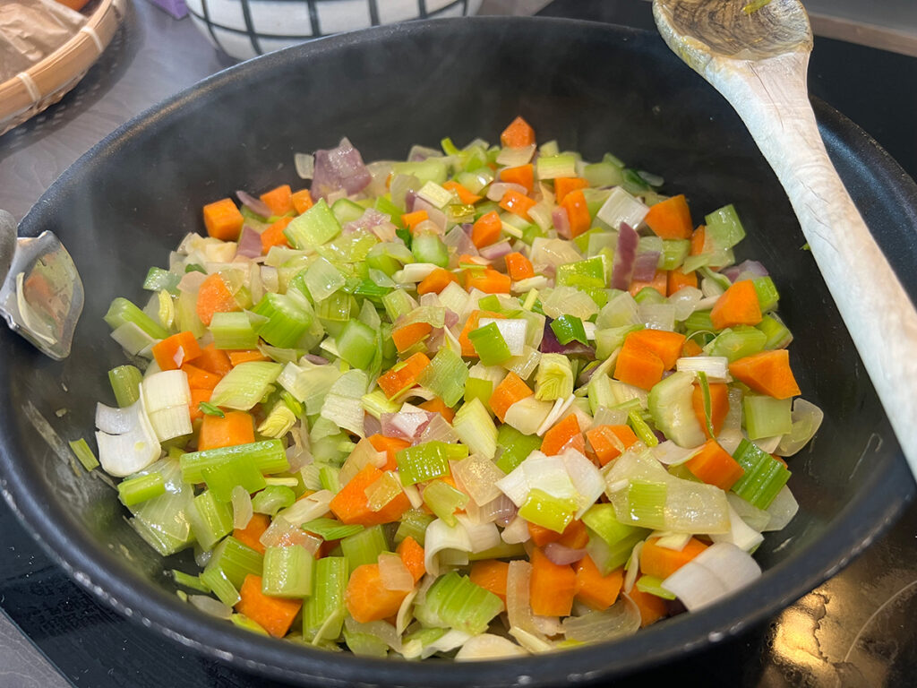 Let all the vegetables simmer on over medium-low heat.